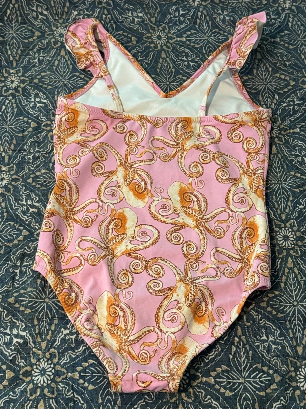 Garnet Hill - Girls' Pink Octopus Print One-Piece Swimsuit 7